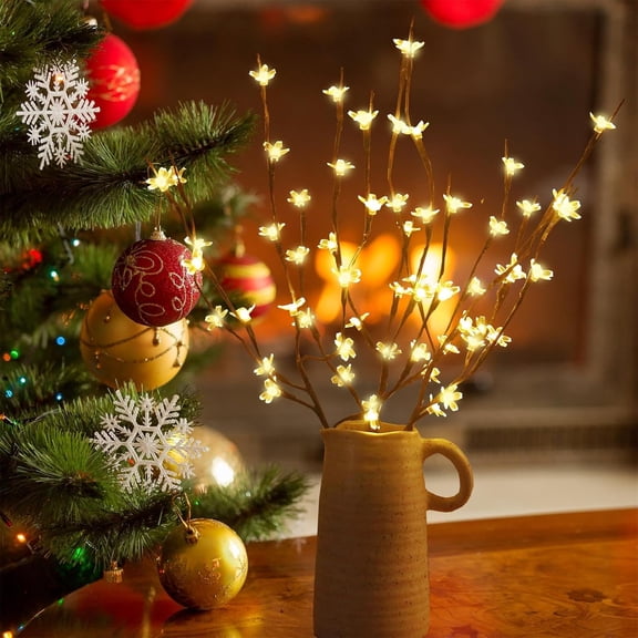 OTGFRF-2 Pack Lighted Prelit Twig Tree Branches Lights, Battery Operated, Room Decor LED Cherry Blossoms Lamp Christmas Holiday Decorative Sticks Vase Filler for Home Decoration (29.5inch)