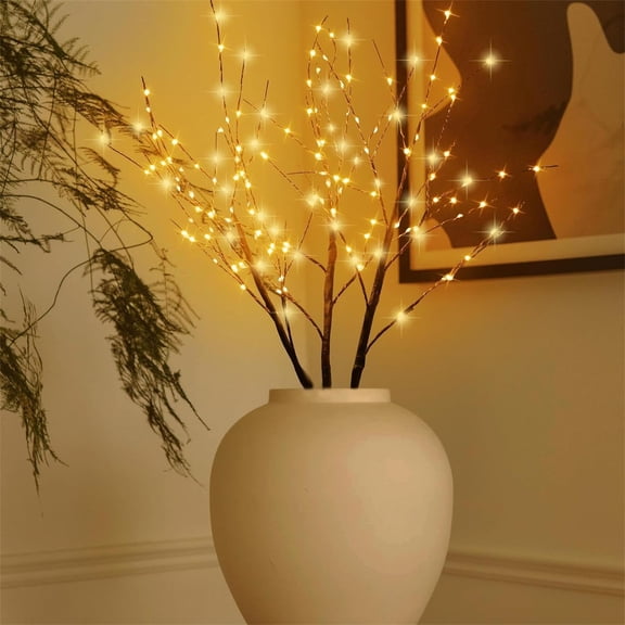 OTGFRF-2 Pack Lighted Prelit Twig Tree Branches Lights with Timer, Battery Operated, Christmas Holiday Decorative Sticks Vase Filler for Home Decoration (31inch)