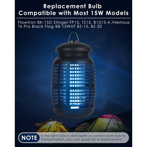 OTGFRF-2 Pack Replacement Bulbs FUL15W BL with 4 Pin Base, U Shaped Lamp Tube Compatible for Flowtron BK-15D, for Stinger FP15, for TZ15, for BB-15WHT, Indoor Outdoor 15W U Shape Light Bulbs for T6 T