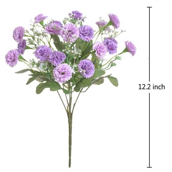 OTGFRF-2 Pack Small Carnation Artificial Flowers Bulk Fake Flower with Stems Silk Carnation Flowers for Outdoors Wedding Home Hotel Decorations (Purple)