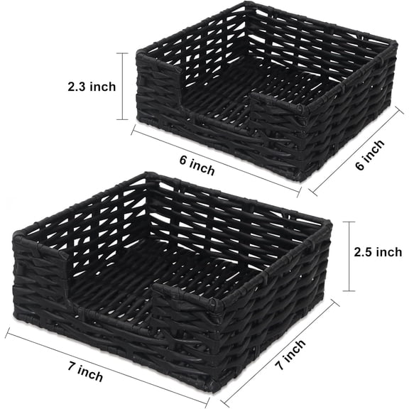 OTGFRF-2 Pack Square Napkin Holder Rattan Napkin Holders for Kitchen Cocktail Napkin Holder Bathroom Napkin Basket Tray Farmhouse Wicker Napkin Holder for Table Woven Guest Towel Holder