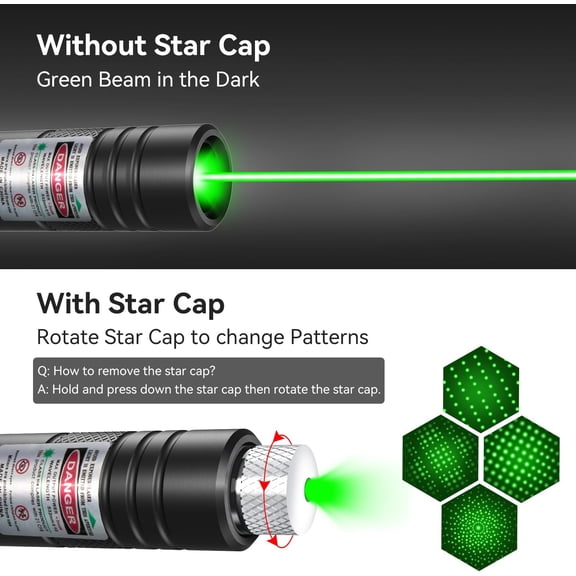 OTGFRF-[2 Packs] Rechargeable Green Laser Pointer High Power Green Beam Laser Light Long Distance Range For TV/LED/LCD Screens Tactical Flashlights Presentation Office/Outdoors/Astronomic/Constructio