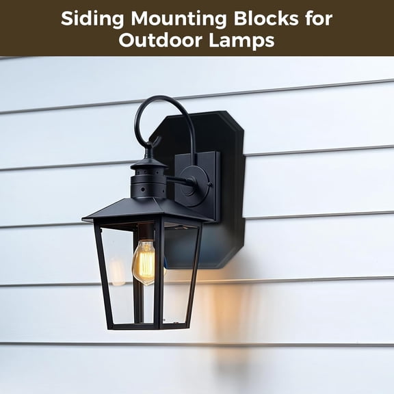 OTGFRF-2 Pcs Vinyl Siding Mounting Block, Outdoor Light Siding Mounting Plate with Built-in Electrical Box, Light Mount Blocks Kit for 1/2 inch Lap Double, Black