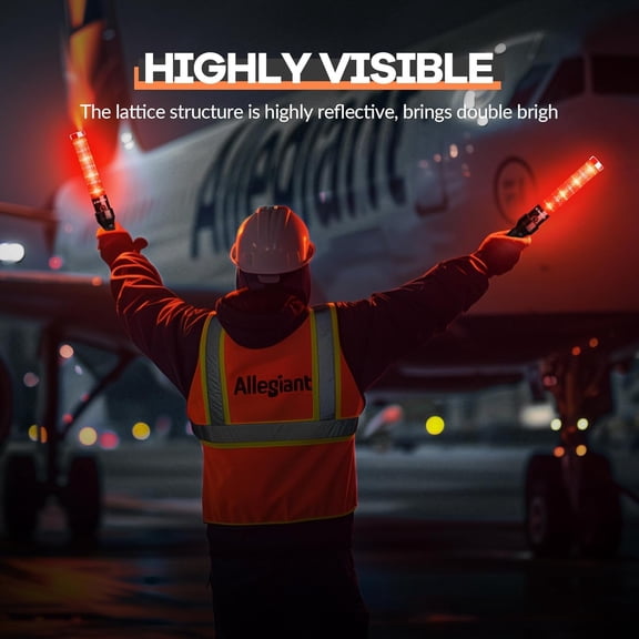 OTGFRF-2 Pieces 16 Inch Signal Traffic Wand, Traffic Control Wand with White LED on Top, Safety Traffic Baton Light for Parking Guides Outdoor Camping