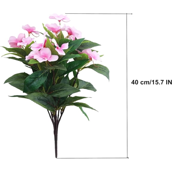 OTGFRF-2 Pieces Artificial Flower Impatiens for Balcony Garden Bonsai Decoration (Pink)