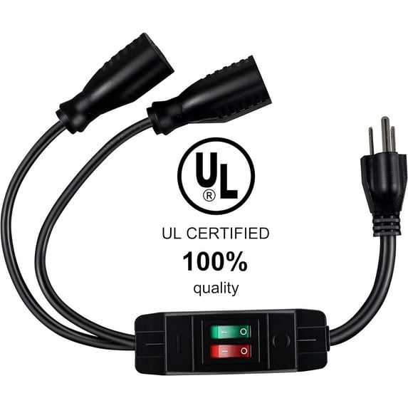 OTGFRF-2 Way Extension Cord with On/Off Switch, 3 Prong Outdoor ...