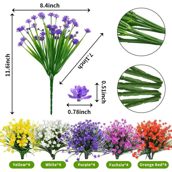 OTGFRF-20 Bundles Outdoor Artificial Flowers UV Resistant No Fade Fake Boxwood Plastic Plants Greenery Shrubs for Garden Porch Window Box Home Wedding Dcor - Indoor/Outdoor Use