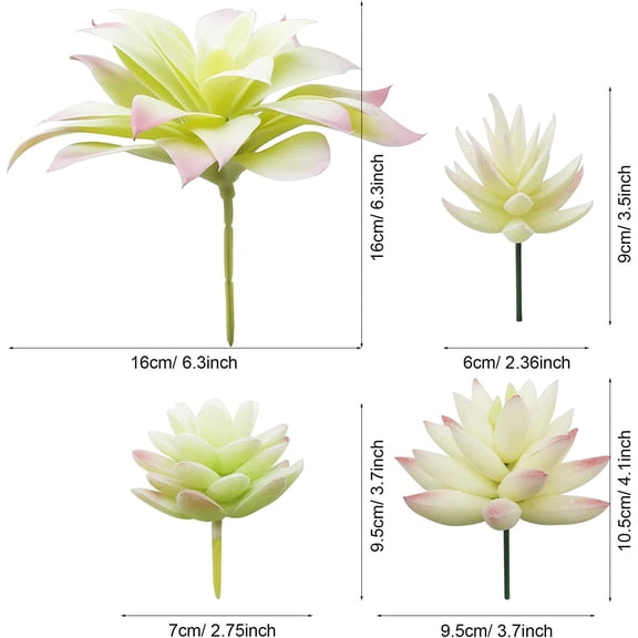 OTGFRF-20 PCS Artificial Succulents Picks Creamy White Artificial Succulent Plants, Fake Succulent Assortment in Flocked in Different Type for Indoor and Outdoor Home Decor Floral Arrangements