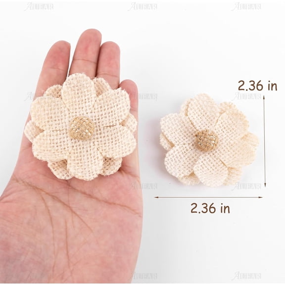 OTGFRF-, 20 Pack Handmade Burlap Flowers Natural Rose Rustic for Home Wedding Party Decoration DIY Crafts (Beige Style 1)