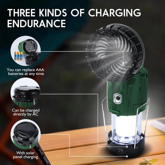 OTGFRF-2025 Solar Camping Lantern with Fan,Rechargeable Camping Fans Charging for Phone, Battery Operated Light for Hurricane Power Outage Tent Emergency Camping Gear Must Haves, Christmas gifts for
