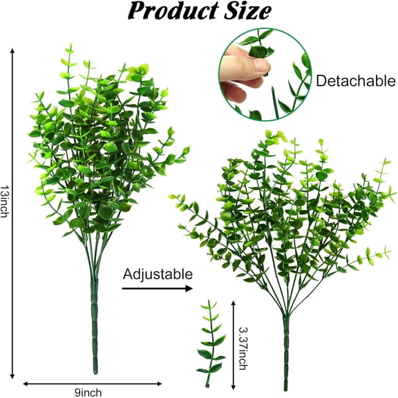 OTGFRF-24 Bundles Artificial Greenery Stems Fake Plants Outdoor UV Resistant Faux Plastic Boxwood for Kitchen Office Garden Porch Farmhouse Window Box Home Decor