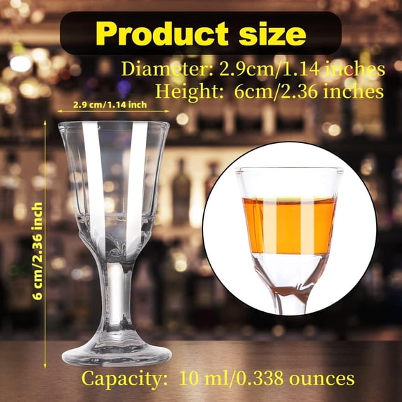 OTGFRF-24 Pack Small Mini Shot Glasses 10 ml 0.338oz, Mini Wine Glass Shooters Small Fancy Shot Glasses Super Cute and Elegant