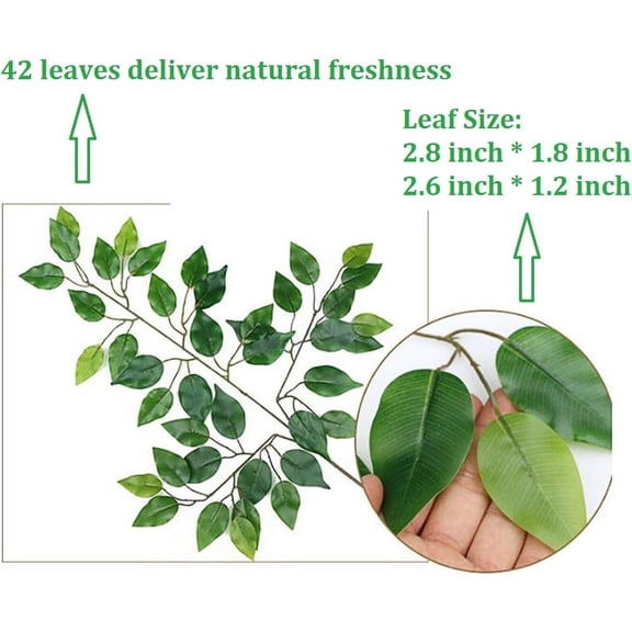 OTGFRF-24Pcs Artificial Ficus Leaves Faux Tree Branches Greenery Plant Spray for Wedding Arch DIY Wreath Home Dcor (Brown)