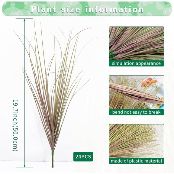 OTGFRF-24Pcs Artificial Grass Plants, Faux Shrubs Wheat Grass, Artificial Tall Grass Fake Plants for Outdoor Decor,Artificial Greenery Stems Weed for Room Indoor Home DecorLight Purple