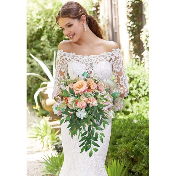 OTGFRF-24Pcs Italian Ruscus Greenery Stems 23" Artificial Silk Greenery Plants Spray Leaves for Home Dcor