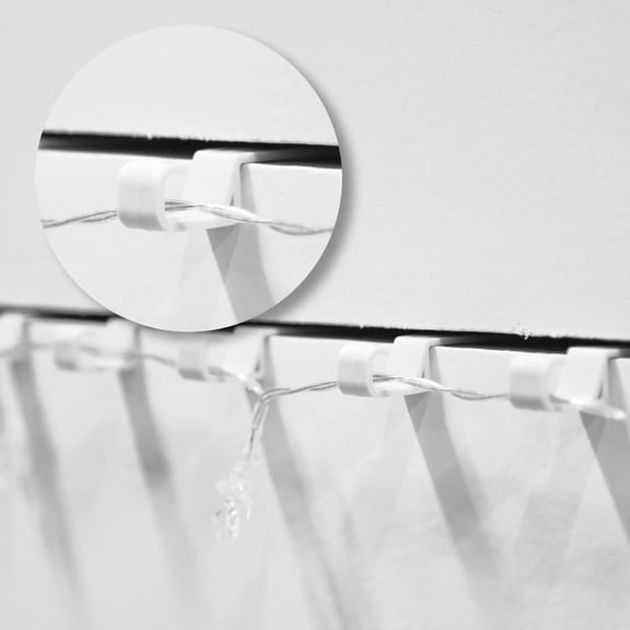 OTGFRF-24pcs Outdoor Light Hanging Hooks, Plastic Light String Hooks for Gutter Eaves Beam and Roof Panel, Patio Light Hangers for Halloween Christmas New Year Holiday Party Decorations