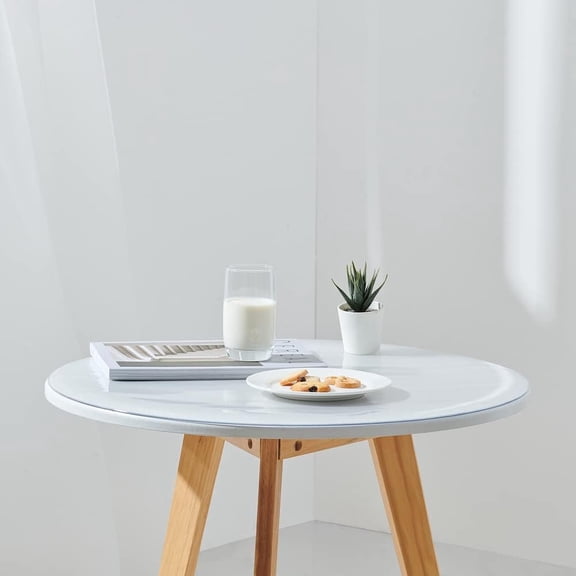 OTGFRF-29 Inch Frosted Round Table Cover Protector, 2.0mm Thick Plastic Desk Protector Mat, Round Waterproof PVC Desk Cover, Vinyl Placemats for Circle Desktop, Coffee Table, Dining Room Table