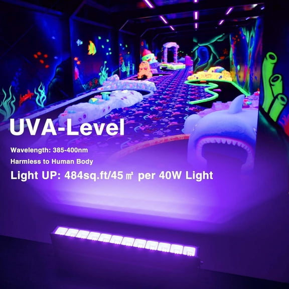 OTGFRF-2PCS 40W LED Black Light Bar, Black Lights for Glow Party, Blacklight with Plug &Switch, Each Light Up 484 Sq.ft Area, Halloween Glow Light, Fluorescent Body Paint, Stage Lighting, Bedroom