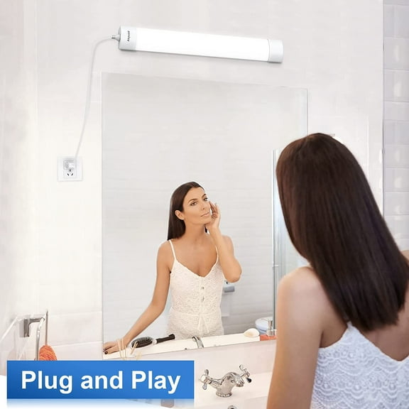 OTGFRF-2ft Plug in Ceiling Lights, IP66 Waterproof 18W LED Tube Light with NO/Off Switch, 2000lm LED Shop Light, for Kitchen, Bathroom, Garage, Vanity, 5000K