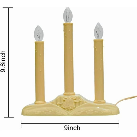 OTGFRF-3 Light Electric Candle Candoliers, Christmas Window Candles Lamps with 4 C7 Clear Bulbs (1 Spare Bulbs), Ivory Bases with 3 Foot Wire, 5W Plug in Candle Lamp, Ready to Use