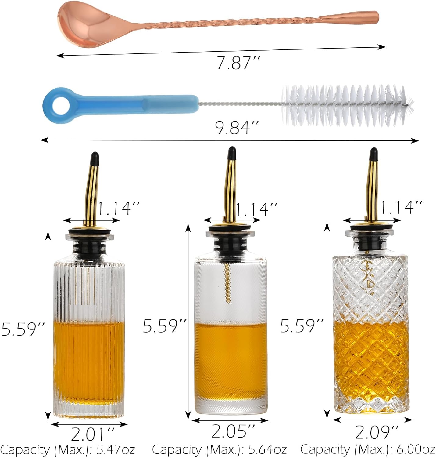 OTGFRF-3 Pack Small Syrup Dispenser Simple Syrup Container with Pour ...
