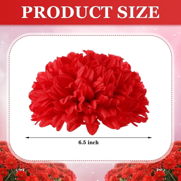 OTGFRF-3 Pcs Red Homecoming Mum Flowers 6.5" Silk Homecoming Mum Supplies Trinkets 21 Layers Artificial Flowers Kits for Back to School Week Party Decorations