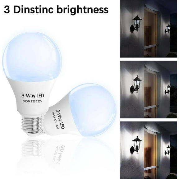 OTGFRF-3 Way LED Light Bulbs 8 Pack, 30 70 100 Watt Equivalent, Daylight 5000K A19 Light Bulbs E26 Base, Indoor Bulbs for Reading