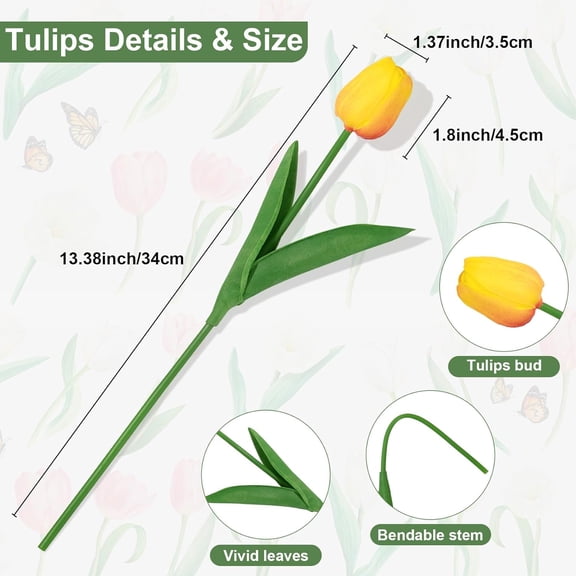 OTGFRF-30 Pcs Multicolor Fake Tulips Artificial Flowers for Decoration, Real Touch PU Faux Tulips Flowers Arrangement Artificial Plants Indoor for Home Decor Wedding Mother's Day Spring Easter Decora
