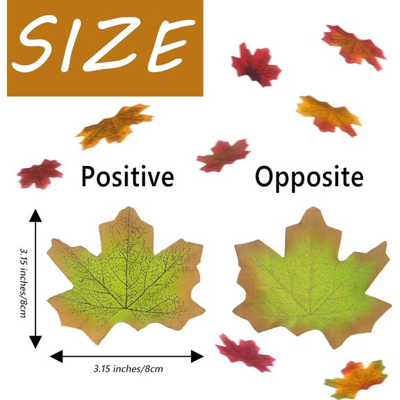 OTGFRF-300 Pieces Fall Decor Fall Decoration for Home Fake Leaves Fall Maple Leaf Artificial 3.15inch Autumn Decor for Halloween Crafts Thanksgiving Day Party(Assorted Colors)