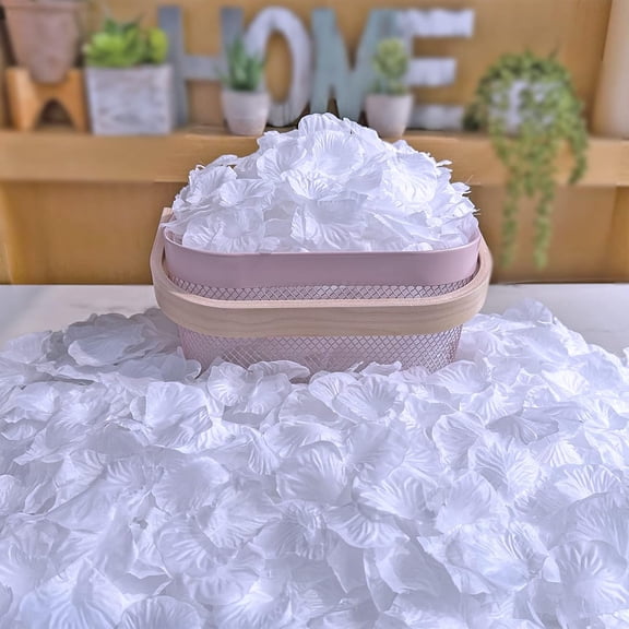OTGFRF-3000 Pcs White Silk Rose Petals - Scented Ready-to-use Separated Realistic Artificial Rose Flower Petals for Wedding Proposal Anniversary Valentine's Day Bride & Baby Shower Engagement Decor