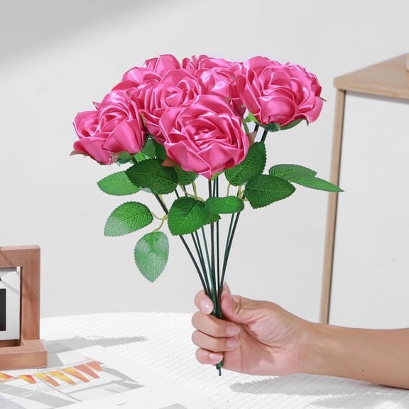 OTGFRF-300Pcs Premade Satin Ribbon Rose Petals Half-Finished for Eternal Rose DIY Ramos Forever Flowers Bouquets Everlasting Floral,for Wedding,Anniversary,Engagement (300 Pcs Hot Pink)