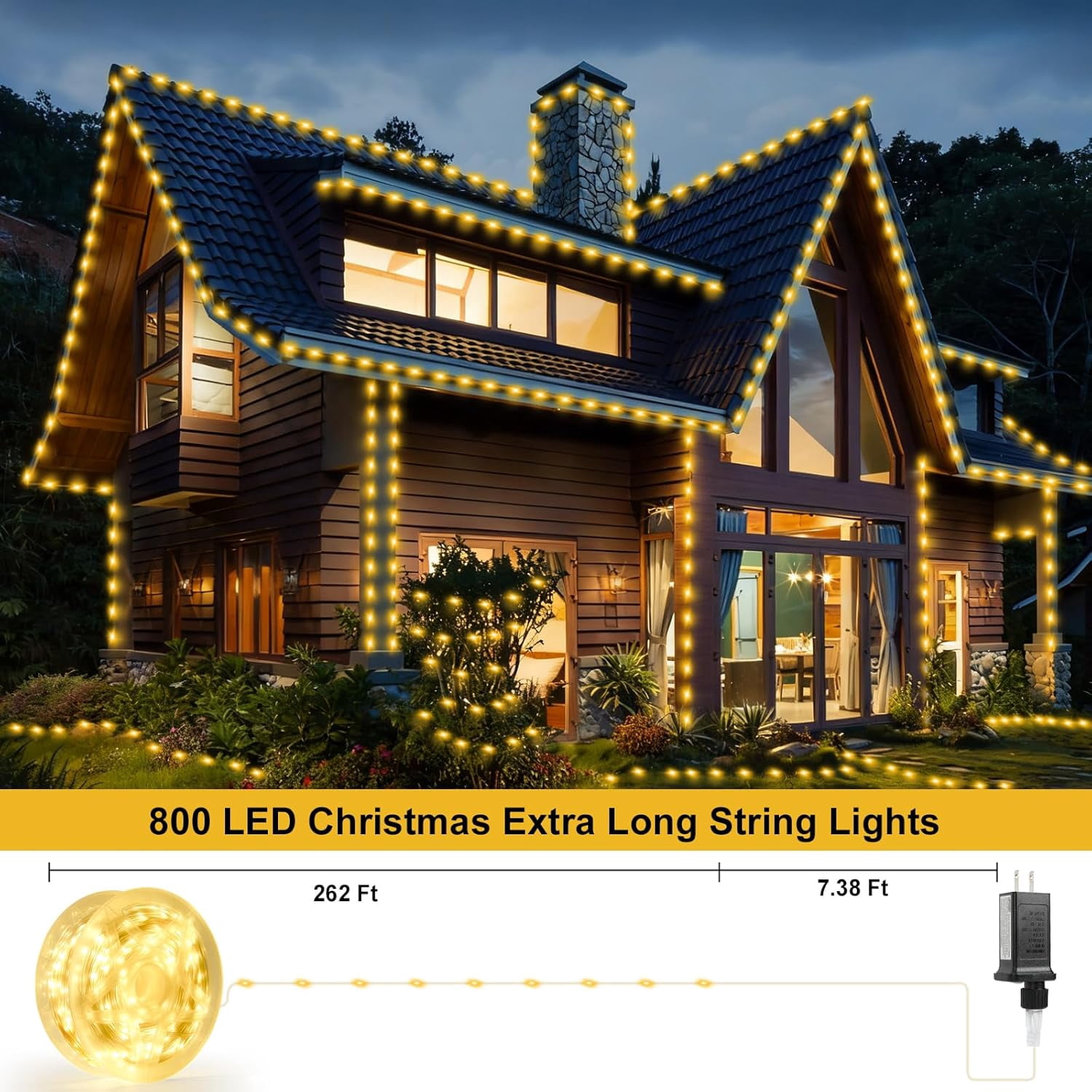 OTGFRF-328FT 1000LED Christmas Lights Outdoor, Outdoor Transparent Wire ...