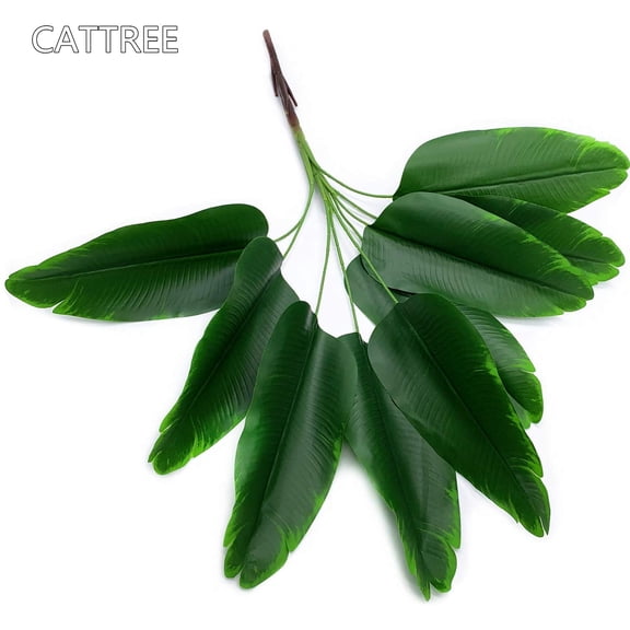 OTGFRF-33 inch Tall Artificial Banana Tree, 9 Branches with Brown Leaves, UV Resistant Plastic, Ideal for Decorating Indoors or Outdoors