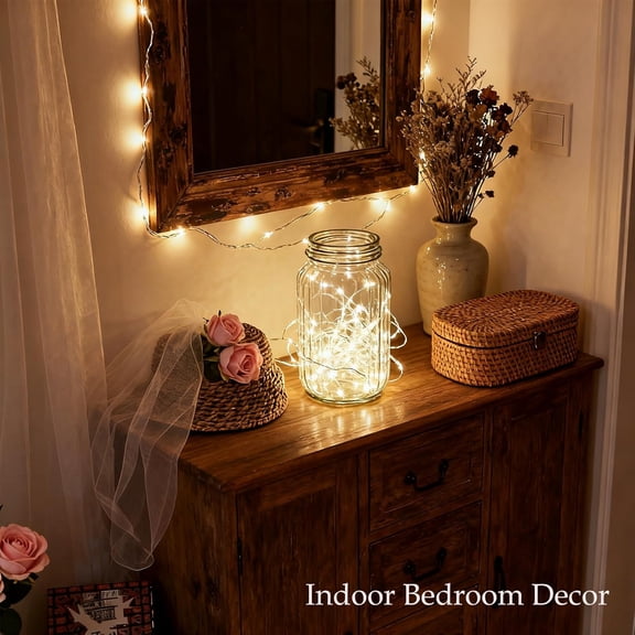 OTGFRF-33ft 100 LED Plug in Connectable Fairy String Lights, 8 Mode Decorative Lights for Home, Bed Room, Classroom Wall Ceiling Tree Hanging Indoor Outdoor Easter Christmas Decor, Warm White