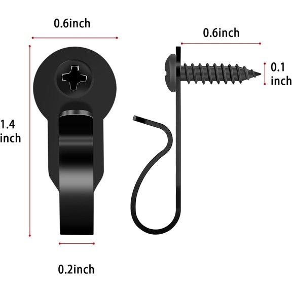 OTGFRF-36 Pack Light Hanger Hooks, Black Stainless Steel Screw in Hook for Hanging Outdoor Lights, Rope Light Clips for Christmas and Holiday Decor, Wire and Fairy Led Lights