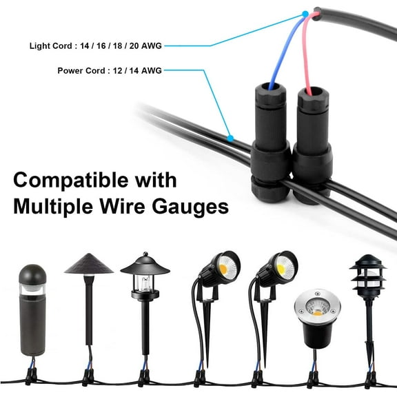 OTGFRF-36 Pack Low Voltage Landscape Light Wire Connector Outdoor 14-20 Gauge Cable Connectors for Landscape Path Lights Work with Malibu Paradise Moonrays and More