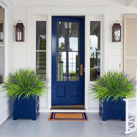 OTGFRF-36 Pcs Artificial Flowers for Outdoors, UV Resistant Fake Outdoor Plants Faux Plastic Monkey Greenery Grass for Outside Front Porch Garden Window Box Home Office Planters Desk Decor (Purple)