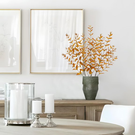 OTGFRF-3PCS Artificial Fall Stems 36.2" Long Stem Golden Leaf Branches, Autumn Foliage Branch for Fall Vase Filler, Thanksgiving Centerpiece, Harvest & Farmhouse, Christmas Decoration