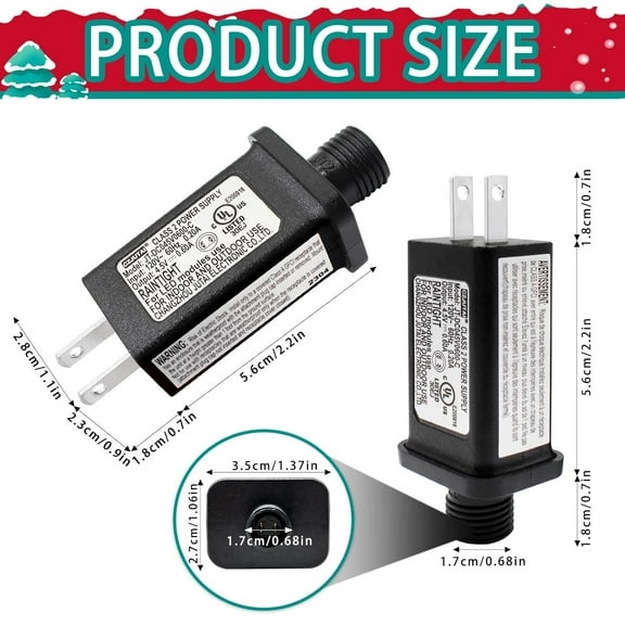 OTGFRF-4.5V 0.6A 2PCS Replacement LED Transformer Class 2 Power Supply Adapter Ip44 LED Light Controller Low Voltage Transformer for Christmas String Light Inflatable Decorations (4.5V2.7W 2PCS)