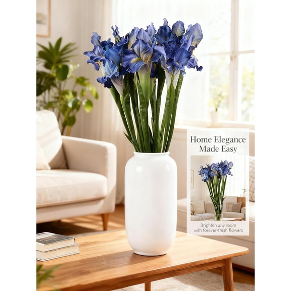 OTGFRF-4 Bundle Real Touch Long Stems Iris Flower Silk Artificial Ireland Irish Iris Fake Flower for Wedding Decor Home Flower Arrangements Decoration (Blue)