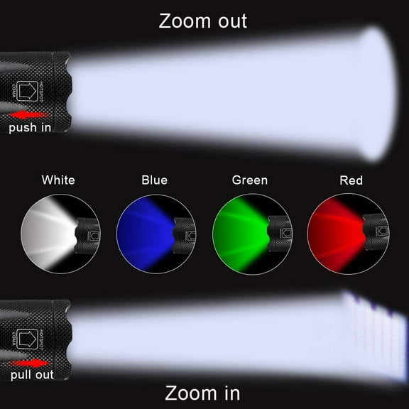 OTGFRF-4 Colored Flashlight with RGB Lights, Rechargeable Battery, Charger, Bracelet, High Lumen Zoomable Emergency Torch Multipurpose for Kids Camping Hunting Fishing Hiking Gear