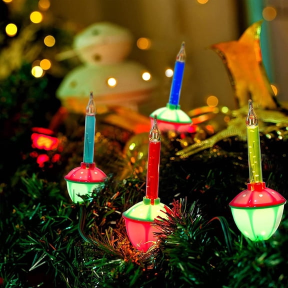 OTGFRF-4 Pack Bubble Lights, Multi-Color Bubble Fluid Lights Bulbs, Vintage Christmas Lights for Xmas Christmas Tree Decorations; Red, Orange, Blue, Green Glitter Liquid Bubble Light, C7/E12 Candelab