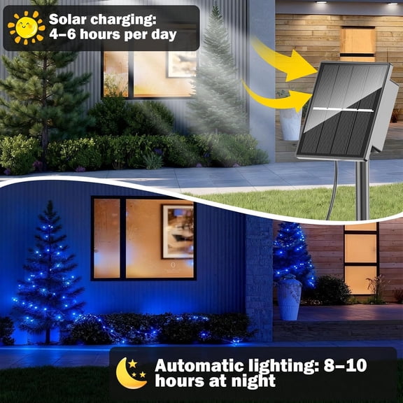 OTGFRF-4 Pack Solar Christmas Lights Outdoor,Total 146Ft 400 LED Solar String Lights Outdoor with 8 Modes,Waterproof Blue Fairy Light for Outside Garden Patio Yard Xmas Tree Christmas Decoration
