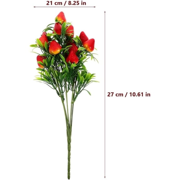 OTGFRF-4 Pcs Artificial Strawberry Branches 10.6 Inch Fake Strawberry Plants for Home Decor Wedding Floral Arrangement DIY Craft Accessories