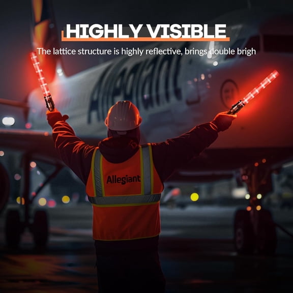 OTGFRF-4 Pieces 21 Inch Signal Traffic Wand, Traffic Control Wand with White LED on Top, Safety Traffic Baton Light for Parking Guides Outdoor Camping