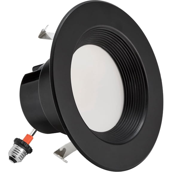 OTGFRF-4 in. 5 CCT Retrofit Recessed LED Downlight, 800 Lumens, with E-26 Quick Connect, Color Selectable 2700K-5000K (2700K/3000K/3500K/4000K/5000K), Dimmable, Black Trim