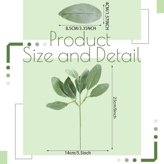 OTGFRF-48 Pcs Artificial Lambs Ear Stems Garland Faux Greenery Stems Bulk Flocked Faux Greenery Decor Fake Lambs Ear Picks Plants for Home Wedding DIY Wreath Flower Arrangement