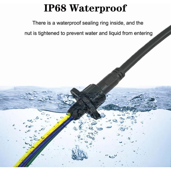 OTGFRF-4Pin Waterproof Connector,4 Wire Male Female Plug LED Connector with 18AWG M16 Waterproof Cover Extension Cable with Ear Panel Installation Type for Car, Boat, LED Strip Lights.(2Pairs)