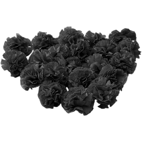 OTGFRF-50 Artificial Silk Carnation Black Flower Head with Stems Set,Vase Fillers,Marigold Flower Heads for Diwali Home Decor Day of The Dead Wreath Garland Cake Ornaments,2" Petals Heads