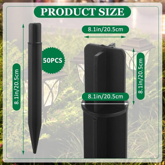 OTGFRF-50 Pcs 8.2 Inch Solar Light Replacement Stakes, Plastic Lights Replacement Stakes Reinforced Ground Spikes for Solar Lights, Pathway Lights, Garden Lights, Torch Light